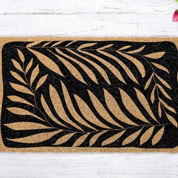 Leaves Doormat, Modern Welcome mat, Housewarming Gift, Contemporary Art Decor, Closing gift, Leaves Rug, Entryway Decor, New Home Gifts