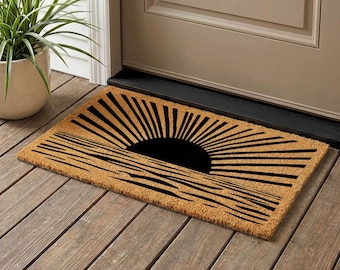 Sun and Lake Coir Doormat - Earthy Tones, Modern Front Door Mat