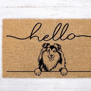 Home with frenchie outline - customizable dog outline, pet doormat