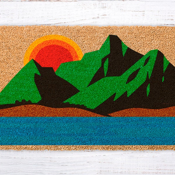 Landscape, Landscape Mountain front door decor, Spring Decor, Landscape Painting Door Mat, Housewarming Gift, new home gift, Farmhouse Decor