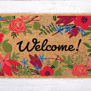 Welcome ! , Welcome Mat for Front Porch, Welcome Doormat, housewarming gift, closing gift, newlywed gift, custom welcome mat, new home gift