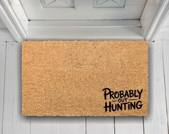 Hunter's Coir Doormat, Rustic Hunting Lodge Decor