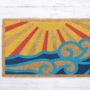 Sunny Ocean, Sun and Ocean Doormat, Housewarming Gift, Front Door Decor Rug, Wedding Doormat Gift, Housewarming Party Gift, Sun Welcome Mat