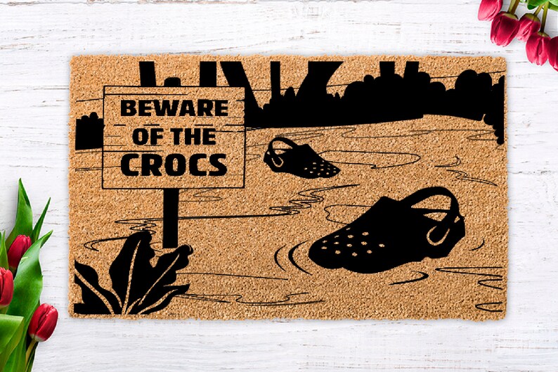 Crocs door mat, Beware of the Crocs, Unique Crocs, Crocs doormat, Crocs custom, Crocs Funny mat, crocs charms mat, Crocs lovers, Crocs gift 