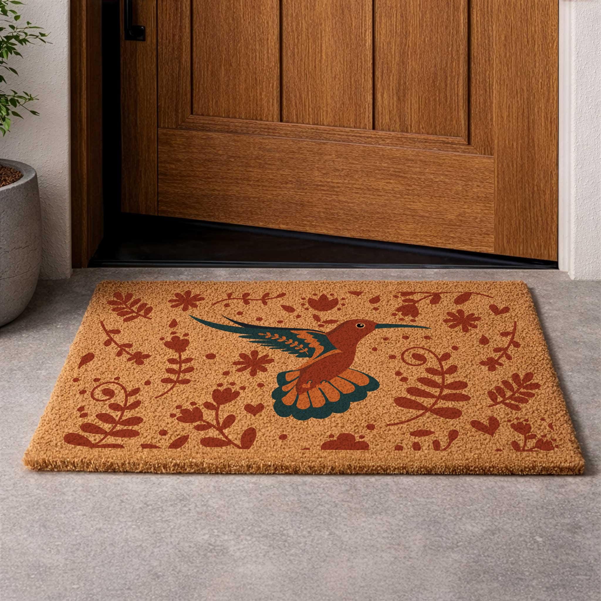 Hummingbird Welcome Mat Hummingbird Coir Doormat, Botanical Welcome Mat, Plant Lover Gift - Etsy