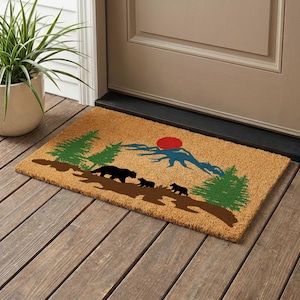 Bear Mountain Coir Doormat, Landscape Painting Decor