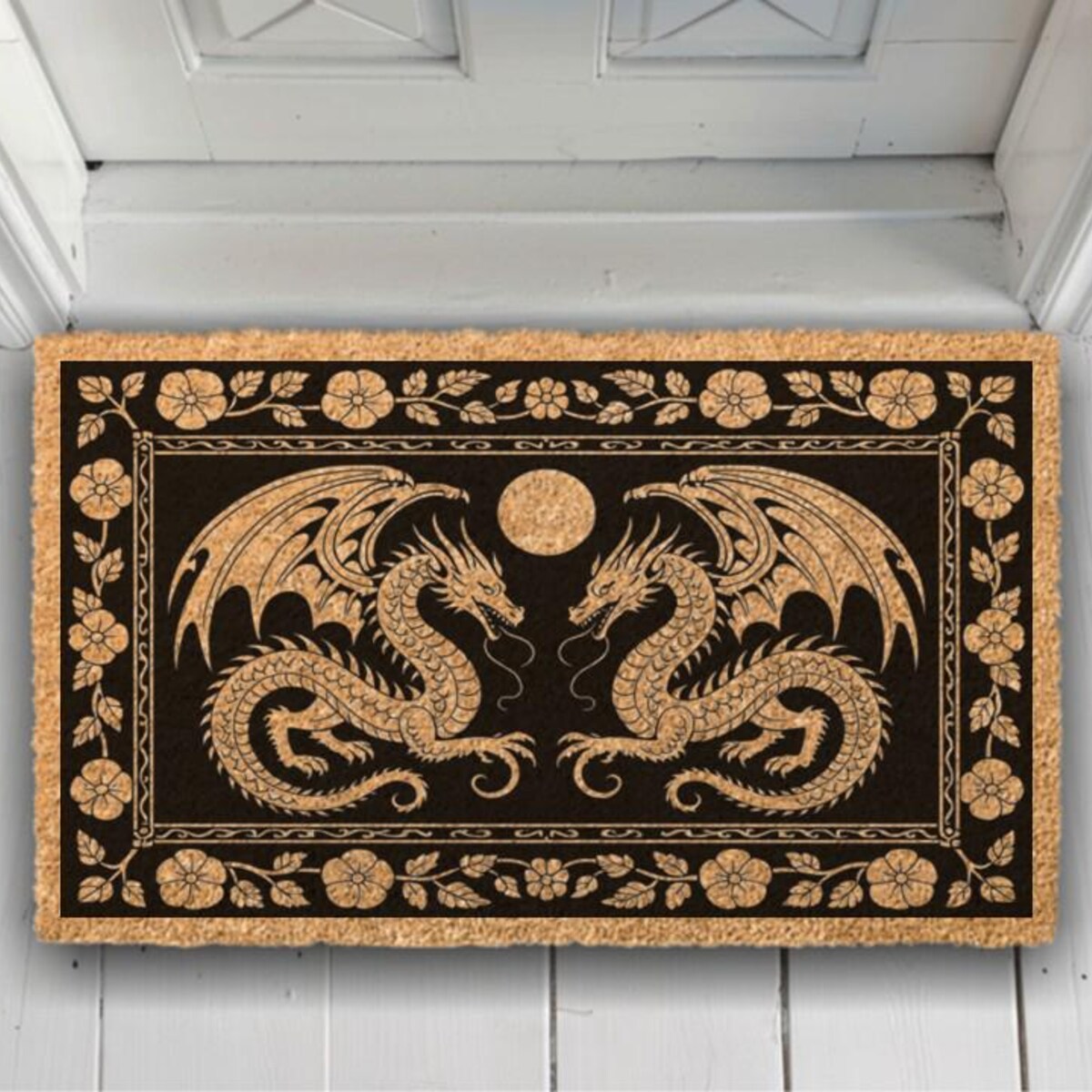 Moonlight Dragon Entrance Mat: Gothic Home Decor, Mythical Art - Etsy