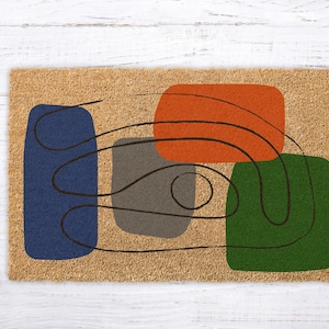 Contemporary Doormat, Welcome mat modern, housewarming gift, Coir Doormat, closing gift, newlywed gift , Modern Mid Century welcome doormat