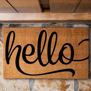 Natural Coir Hello Doormat, Farmhouse Entryway Decor, Housewarming Gift Bild 4