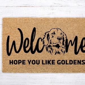 Golden Retriever, Golden Gift, Dog Welcome Mat, Hope You Like Dog, Personalized Doormat, Golden Labrador Rescue, Custom Dog Breed, Dog Gift
