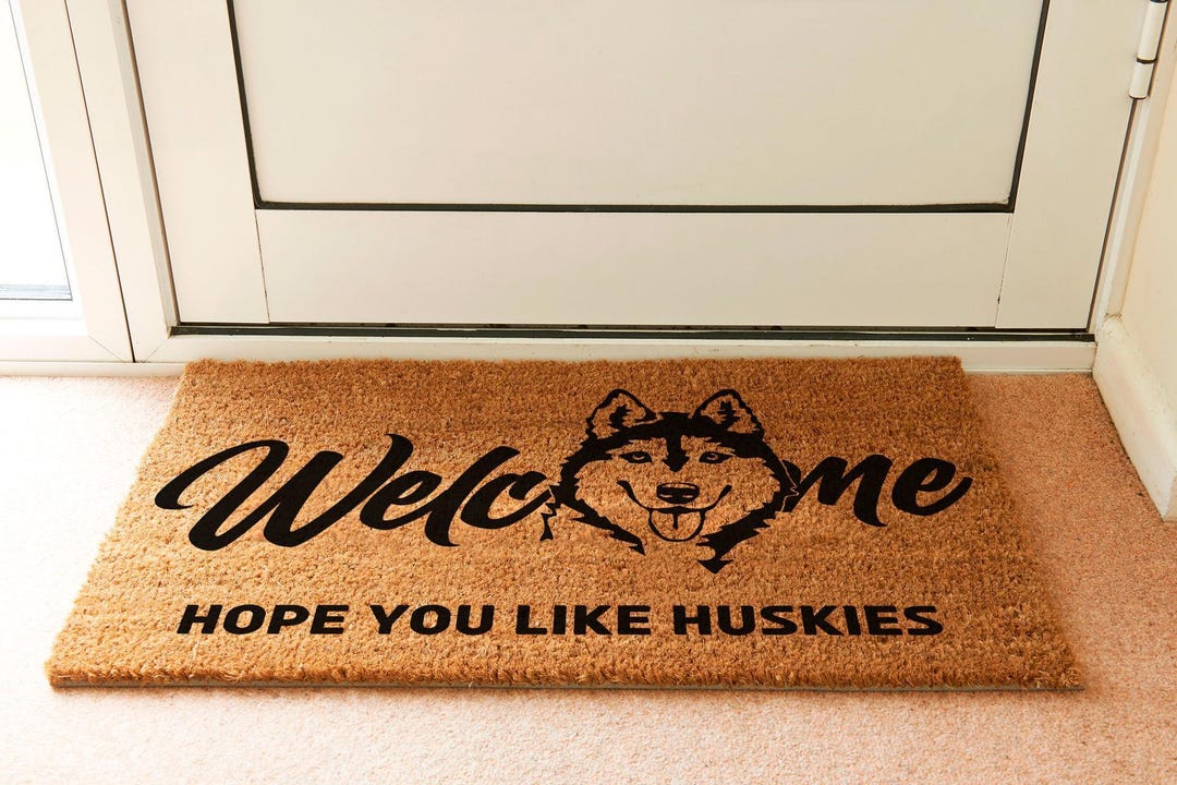 Dog Lover Welcome Mat: Siberian Husky Design - Durable Coir Rug - Etsy