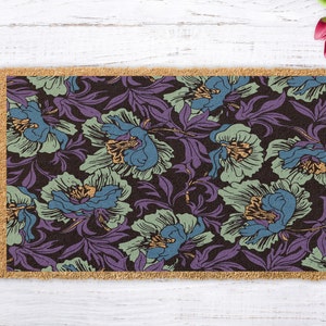 Beautiful Flowers Rug, Flowers Pattern Gift, Purple Flowers Gift Doormat, Wedding Gift, Entryway Decor, Front Door Decor, Housewarming Gift