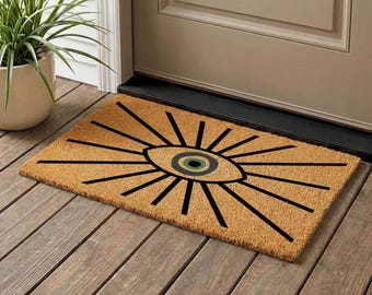 Evil Eye Coir Doormat, Kabbalah Protection Welcome Mat