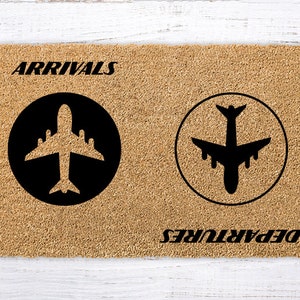 Arrivals Departures, Departures Arrivals Door mat, Airplane, Flight Attendant , Pilot Gift, Airport Gift, Reversible Doormat, Airport