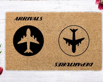 Arrivals Departures, Departures Arrivals Door mat, Airplane, Flight Attendant , Pilot Gift, Airport Gift, Reversible Doormat, Airport