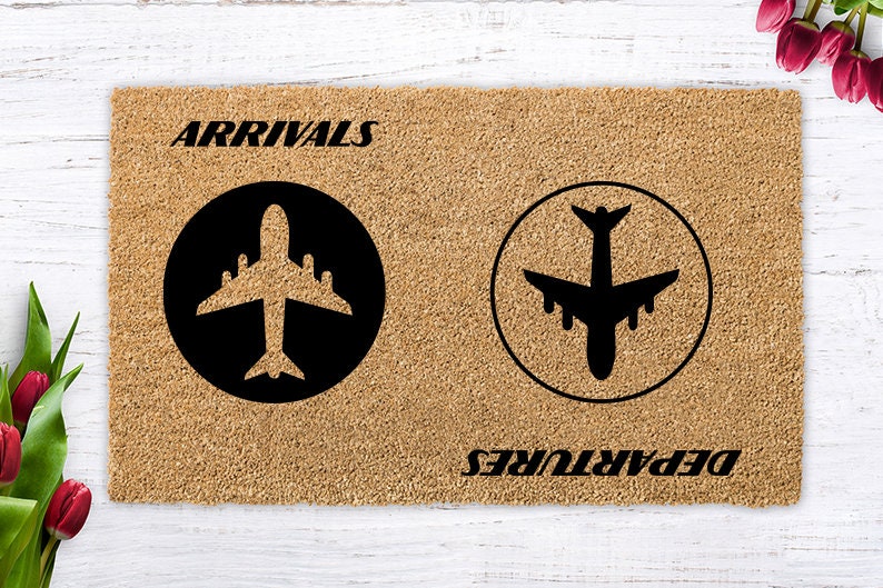 Arrivals Departures Departures Arrivals Door mat Airplane | Etsy