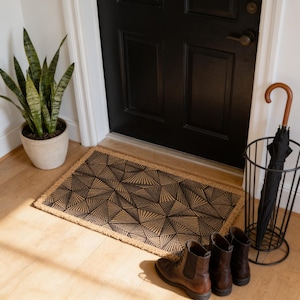 Geometric 3D Coir Doormat, Modern Triangle Rug