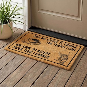 Funny Welcome Mat: Wine and Coffee Design (Coir, Various Sizes)