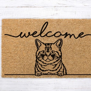Personalized Cat Gift, Welcome Mat Cat, Cat Doormat, Custom Cat Gift, Cat Breeds, Cat Welcome Doormat, Custom Welcome Cat Mat, Housewarming