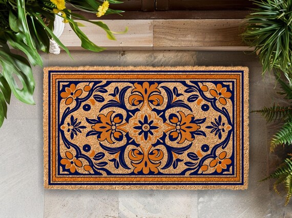 Mediterranean Doormat, Traditional Pattern Design, Classic Style 