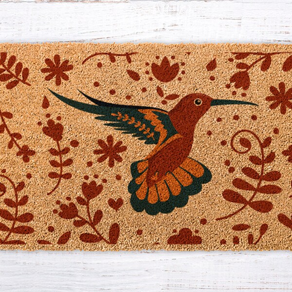 Hummingbird Gifts, Hummingbird Doormat, Plant Lover Decor,Housewarming Party Gift, Botanical Gift Rug, Gardening Doormat, Garden Gift Rug