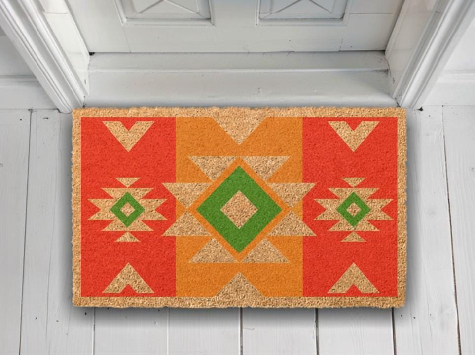 Boho Aztec Coir Doormat: Southwestern Home Decor - Etsy