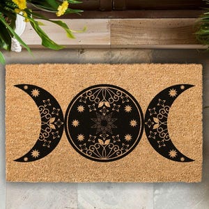 Triple Moon Doormat, Moon Phases Decor, Boho Moon Decor Mat, Front Porch Doormat, Entrance Decor Mat, Housewarming Gift, Welcome Coir Mat