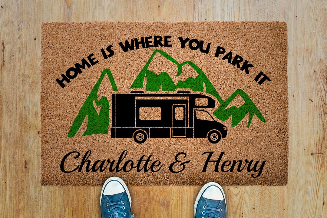 Personalized Camping Mat, Home is Where You Park It, Class A RV