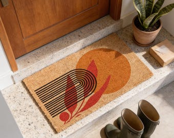 Mid Century Modern Coir Doormat, Retro Home Decor