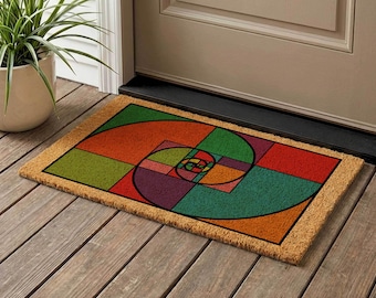 Golden Ratio Doormat, Fibonacci Sequence Nature Pattern Welcome Mat