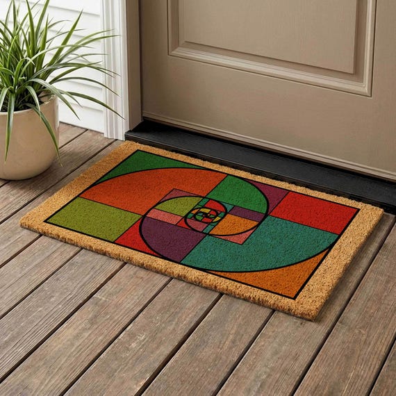 Golden Ratio Doormat, Fibonacci Sequence Nature Pattern Welcome Mat
