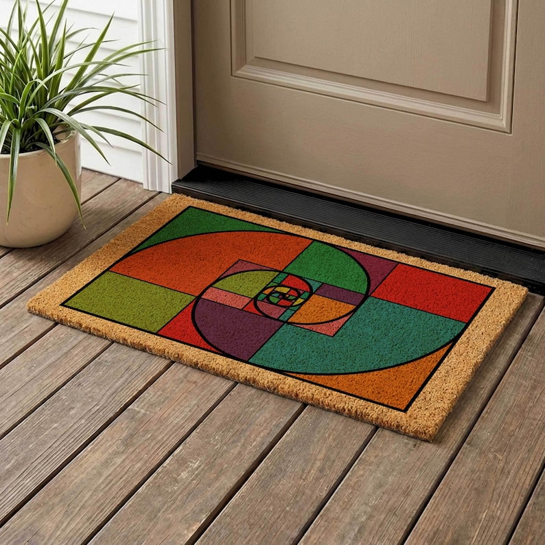 Golden Ratio Doormat, Fibonacci Sequence Nature Pattern Welcome Mat immagine 1