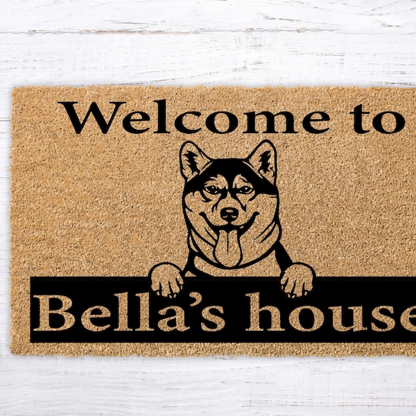 Custom dog doormat, Dog welcome mat, Customizable Dog mat, Custom Door Mat, hello dog doormat, personalized dog rug, Custom Dog Welcome