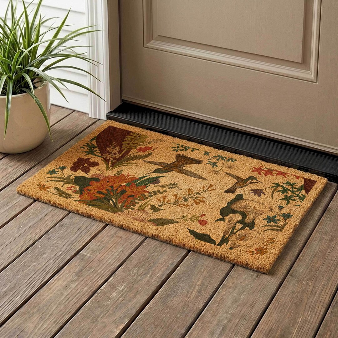 Hummingbird Welcome Mat Hummingbird Welcome Mat: Floral Coir Door Rug (custom Sizes Available ...