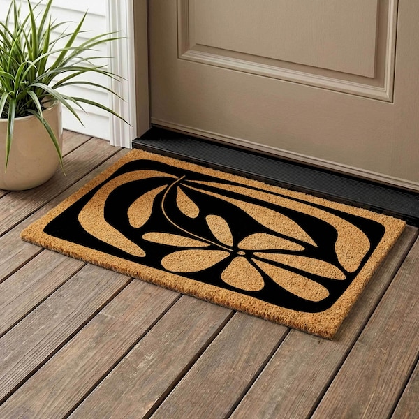 Art Deco Coir Doormat, Modern Style (Natural Fibers, Multiple Sizes)