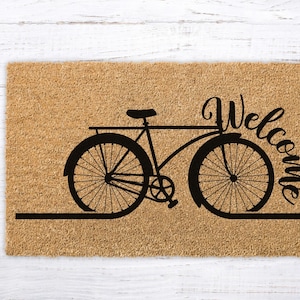 Bike Gifts, Bike Decor, Bike Welcome Doormat, Bicycle door mat, Unique Bike Welcome Mat, Housewarming Gift, Wedding Gift for bikers