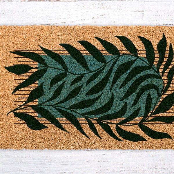 Modern Welcome Doormat, Coir Doormat, Front Porch Decor, Housewarming Gift, Bridal Shower, Mid Century Modern Rug