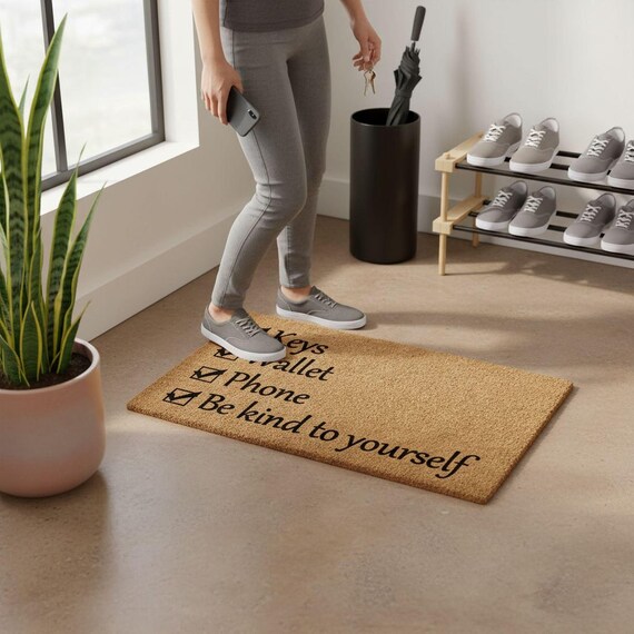 Keys Wallet Phone Doormat, Be Kind Coir Welcome Mat