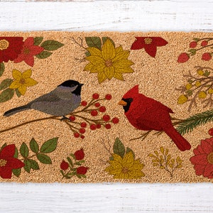 Birds Welcome Mat, Beautiful Birds Gift, Birds Front Door Decor, Cardinal Decor, Housewarming gift, Birds Wedding Gift, Birds Art Door Mat