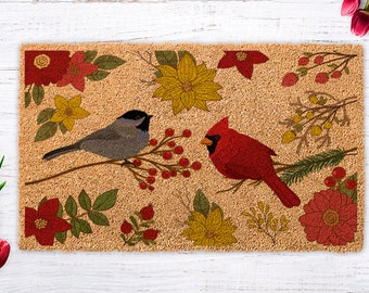 Birds Welcome Mat, Beautiful Birds Gift, Birds Front Door Decor, Cardinal Decor, Housewarming gift, Birds Wedding Gift, Birds Art Door Mat