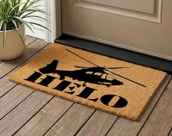 Helicopter Welcome Mat, Funny Coir Doormat, Airport Gift