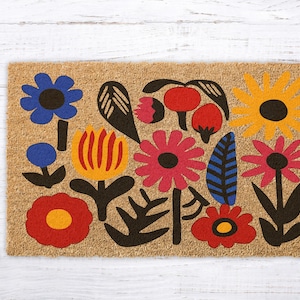 Boho Style Floral, Boho Welcome Mat, Welcome Garden Decor, Welcome Floral Doormat, Houseplant Leaves Front Door Mat, Housewarming Party Gift