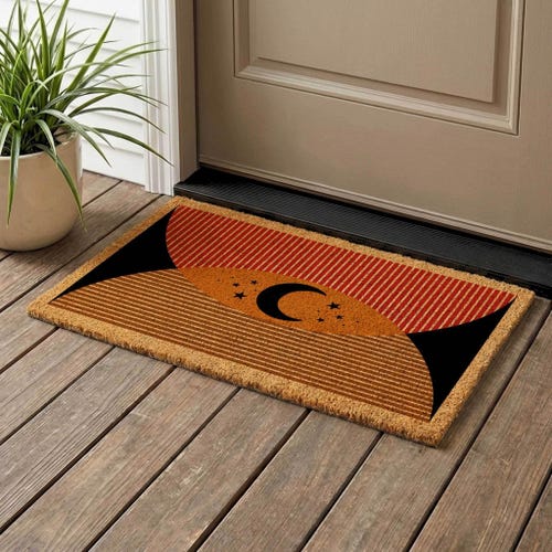 Moon & Stars Coir Doormat, Mystic Welcome Mat