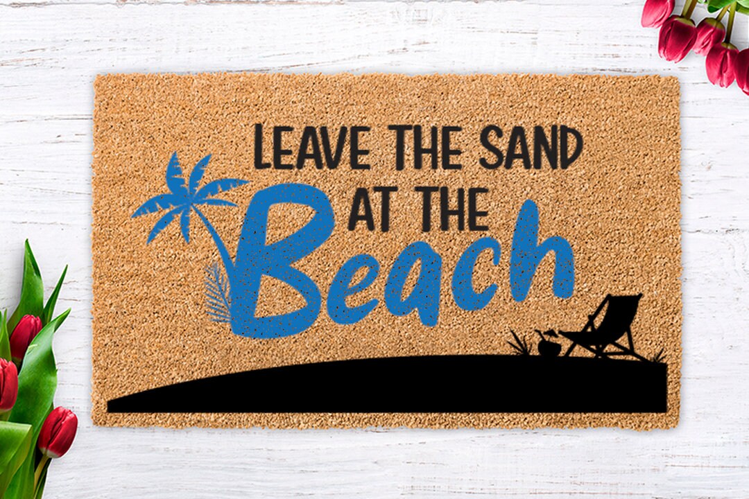 Leave the Sand at the Beach, Beach Doormat, Beach House Decor, Beach Mat Decor