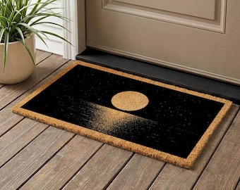 Moon on Lake Coir Doormat, Seascape Welcome Mat
