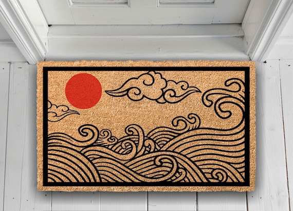 Japanese Wave Welcome Mat | Hokusai Inspired Doormat | Front Door