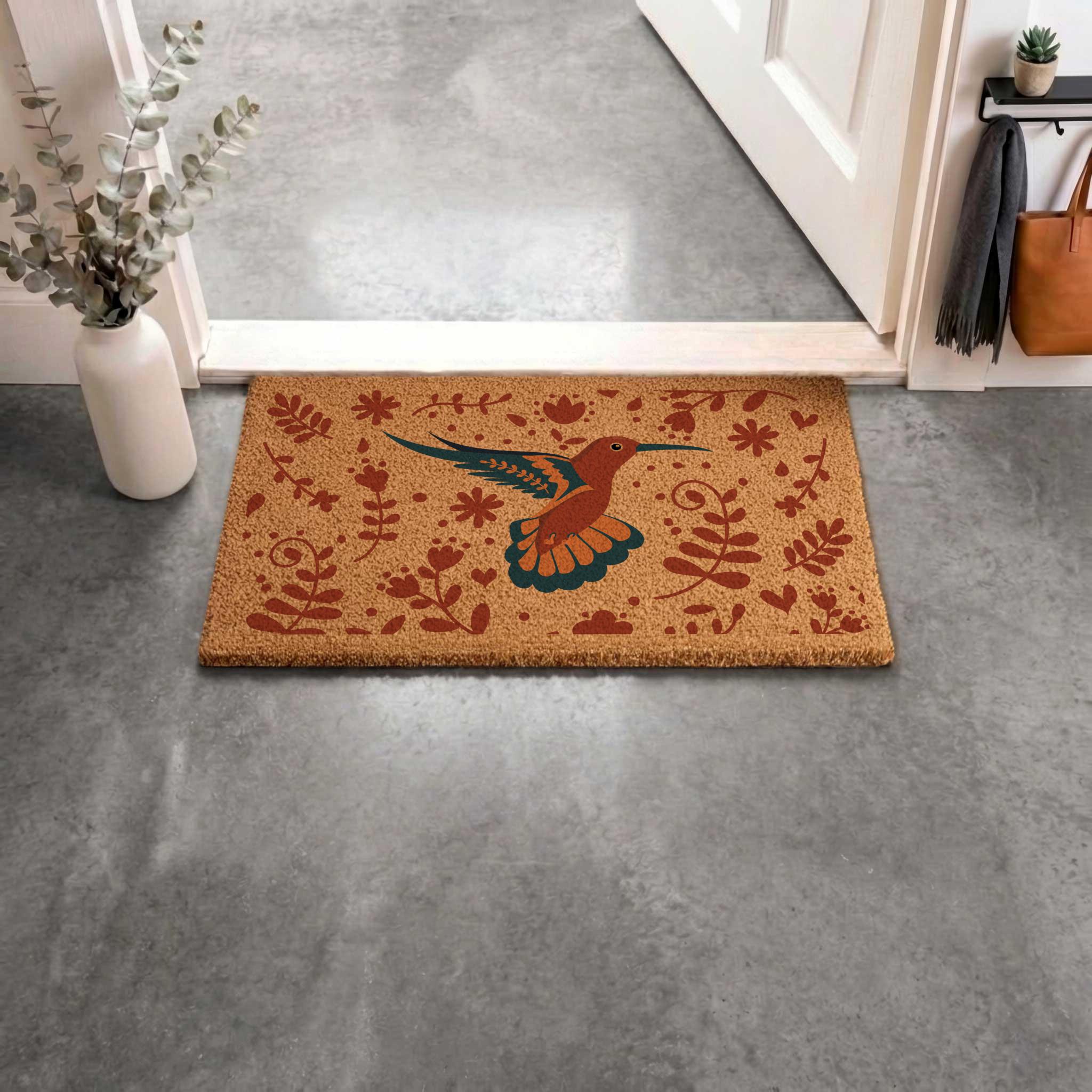 Hummingbird Welcome Mat Hummingbird Coir Doormat, Botanical Welcome Mat, Plant Lover Gift - Etsy