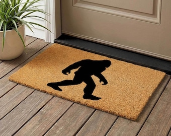 Bigfoot Welcome Mat: Quirky Coir Doormat with Sasquatch Design