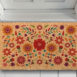 Scandinavian Art Gift, Nordic Housewarming Gift, Scandinavian Decor Welcome Mat, Wedding Floral Gift, Closing Nordic Gift, Scandinavian Rug