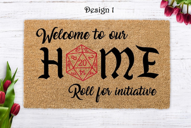 Roll For Initiative, D20, Dungeons and Dragons, Door mat dungeons master, gaming doormat,  Closing Gif , Housewarming Gift, dungeon master 